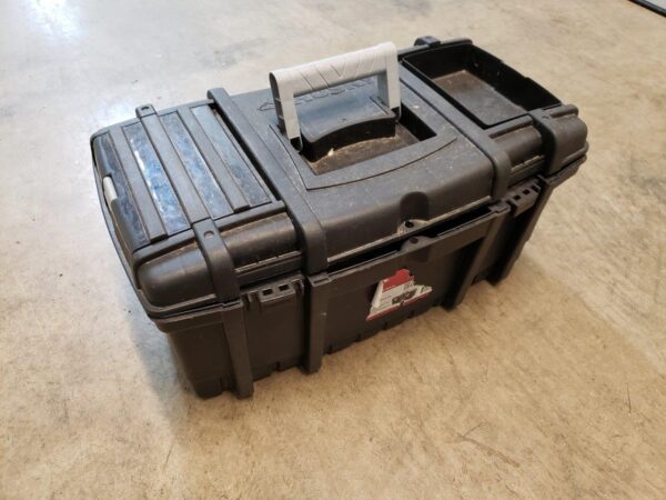 Husky 22" inch Tool Box paintbrush, roller, drywall anchors, drill screw bits, cabinet handles, screws, screwdriver