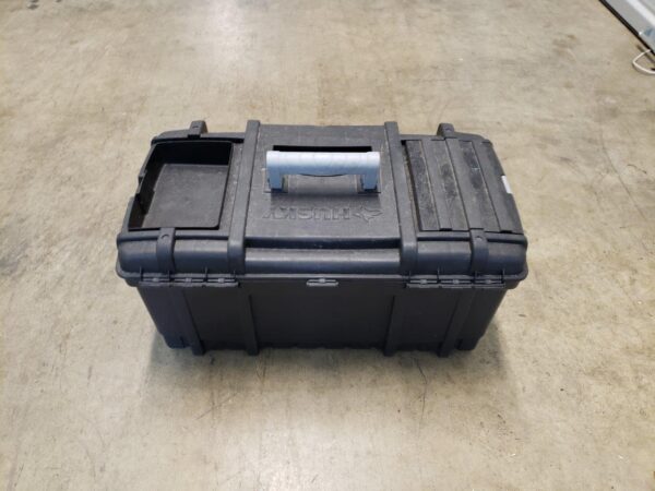 Husky 22" inch Tool Box paintbrush, roller, drywall anchors, drill screw bits, cabinet handles, screws, screwdriver