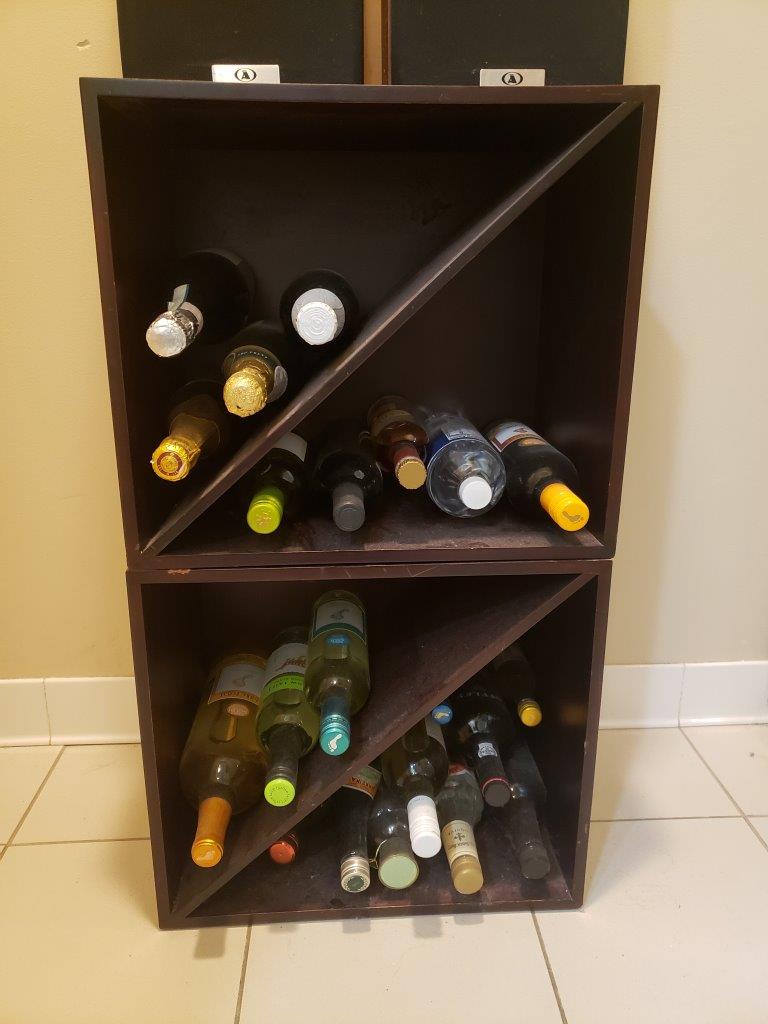 Set of 2 Wine rack cabinet stand holders with angled shelf for alcohol storage