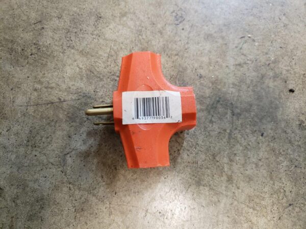 3-Way Splitter Adapter Orange Three Prong Ground Tri-Tap Triple