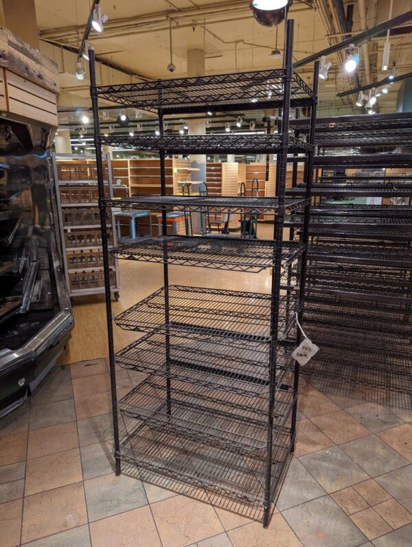 8 Shelf Complete shelving rack unit w 36x24" Black Metro qwikSLOT wire shelves