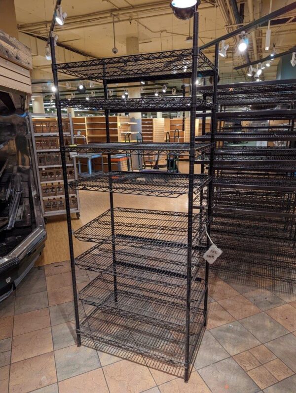 8 Shelf Complete shelving rack unit w 36x24" Black Metro qwikSLOT wire shelves