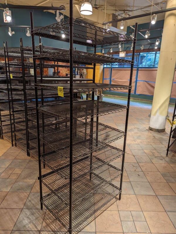 8 Shelf Complete shelving rack unit w 36x24" Black Metro qwikSLOT wire shelves