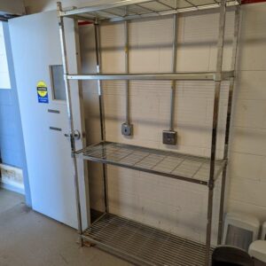 4 Tier Shelf Complete shelving unit with 48x18" Zinc Plated Metro wire shelves and Zinc Plated Heavy Duty Square Posts/Legs