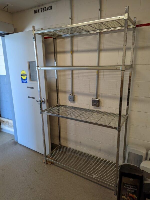 4 Tier Shelf Complete shelving unit with 48x18" Zinc Plated Metro wire shelves and Zinc Plated Heavy Duty Square Posts/Legs