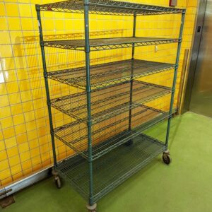 24" x 48" NSF Green Epoxy 6-Shelf Unit Kit with 64" Posts and Casters Wheels shelving unit